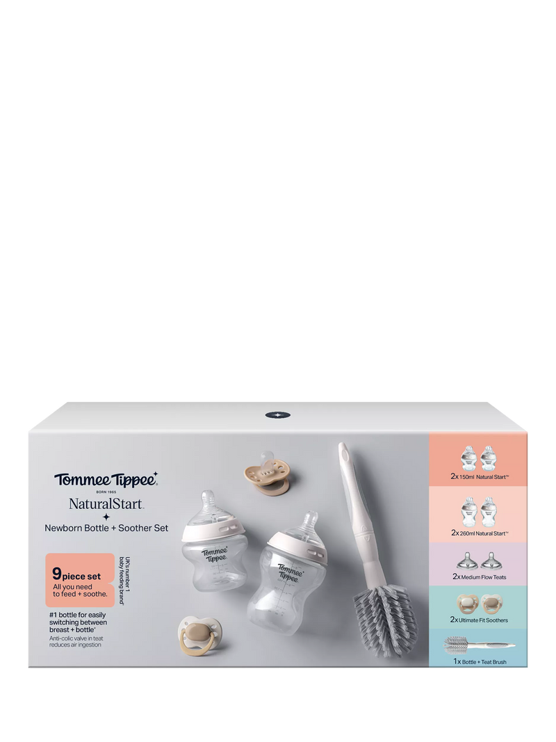 Tommee Tippee Natural Start baby bottle kit Muted with 150ml and 260ml bottles (British brand)