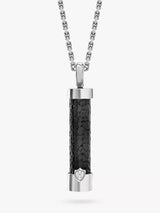 John Lewis Hoxton London Men's Leather Inlay Cylinder Pendant Necklace, Silver/Black- Buy online at McGrocer