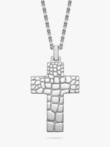 John Lewis Hoxton London Men's Crocodile Pattern Cross Pendant Necklace, Silver- Buy online at McGrocer
