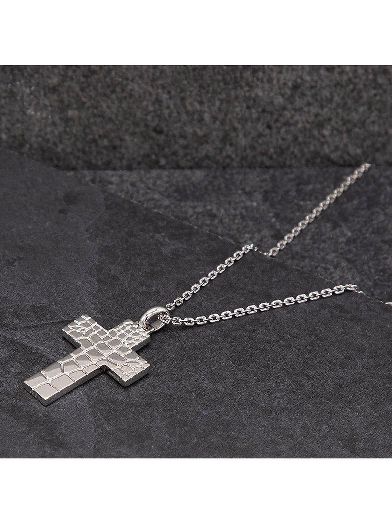 Hoxton London cross pendant necklace crocodile pattern sterling silver (British brand)