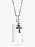 Hoxton London pendant necklace dog tag sapphire cross, UK version