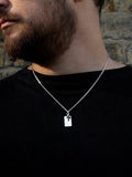 Hoxton London pendant necklace dog tag sapphire cross, UK version