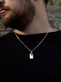 Hoxton London pendant necklace dog tag sapphire cross, UK version