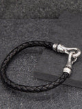 Hoxton London sapphire braided leather hook bracelet black silver - British product