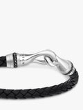 Hoxton London sapphire braided leather hook bracelet black silver - British product