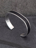 Hoxton London men's cuff bangle with printed leather inlay, imported from the UK