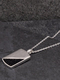 Hoxton London men's half leather dog tag necklace silver/black, UK version