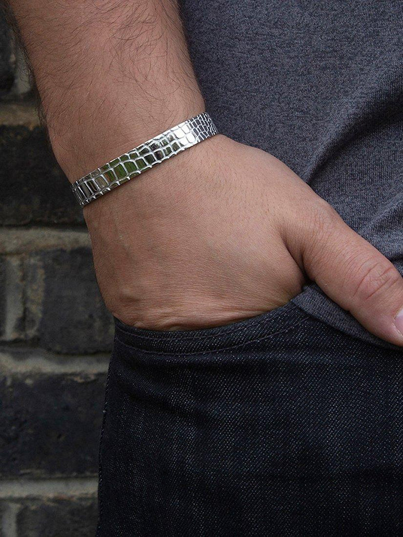 Hoxton London sterling silver crocodile cuff bangle (British brand)