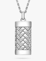 John Lewis Hoxton London Men's Herringbone Rectangle Pendant Necklace Silver 51-56cm- Buy online at McGrocer