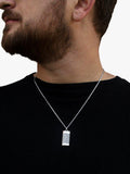 Hoxton London herringbone rectangle pendant necklace silver, imported from the UK
