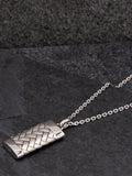 Hoxton London herringbone rectangle pendant necklace silver, imported from the UK
