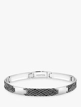 John Lewis Hoxton London Men's Woven Pattern Oxidised Bar Link Bracelet Silver- Buy online at McGrocer