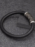 Hoxton London men's woven silver and leather bracelet (British brand)