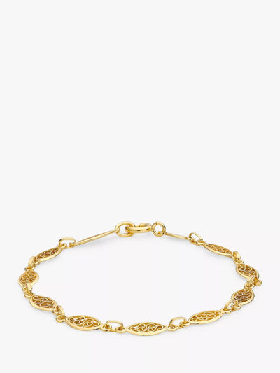 John Lewis IBB 18ct Yellow Gold Filigree Oval Chain Bracelet 18cm- Buy online at McGrocer