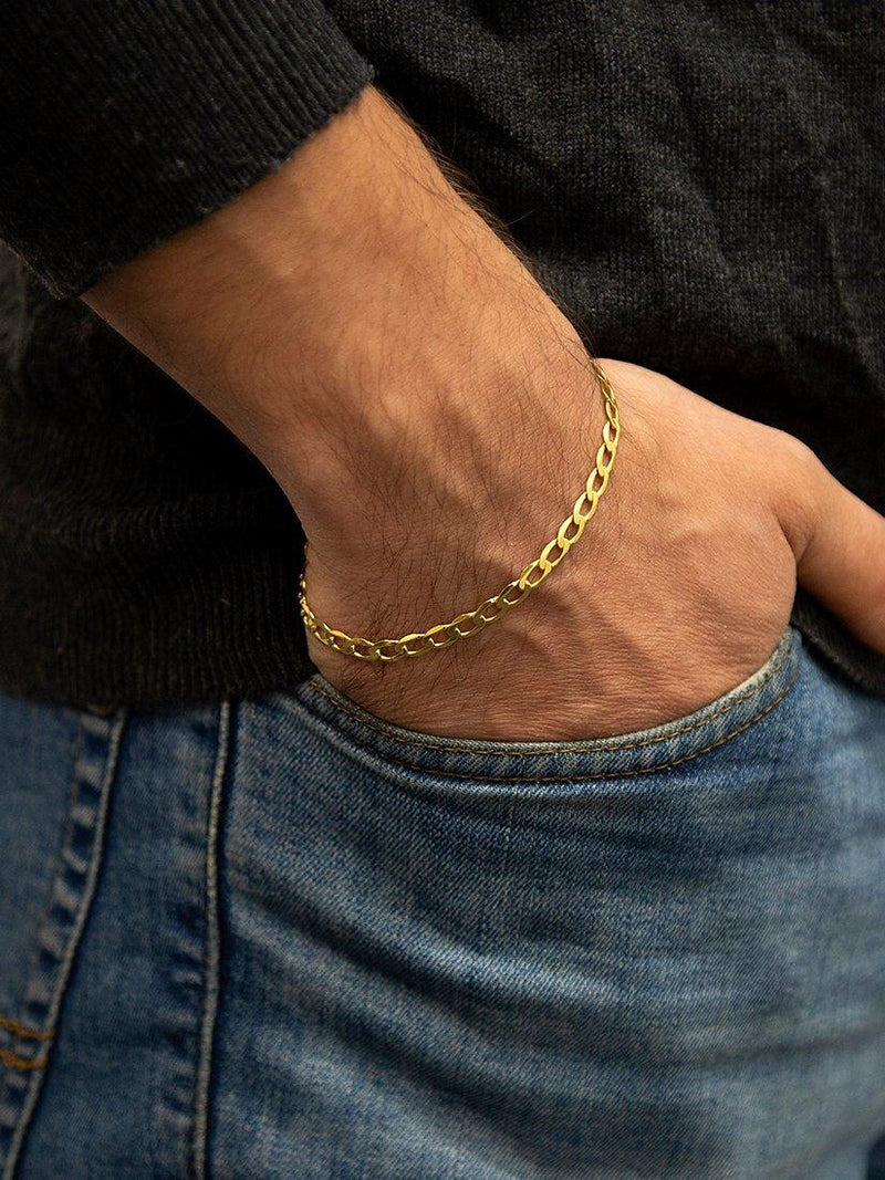 IBB 9ct gold diamond cut curb chain bracelet (British brand)