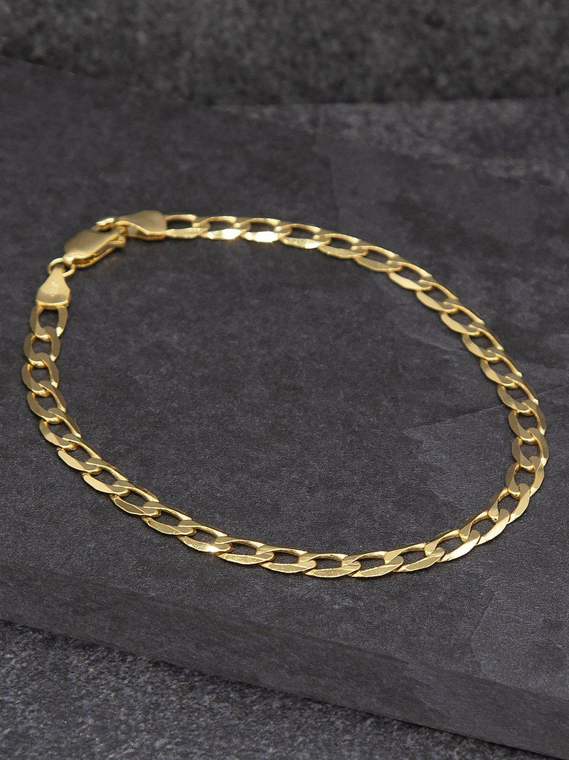 IBB 9ct gold diamond cut curb chain bracelet (British brand)