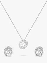 John Lewis IBB Sterling Silver Cubic Zirconia Swirl Earrings and Necklace Gift Set, Silver- Buy online at McGrocer