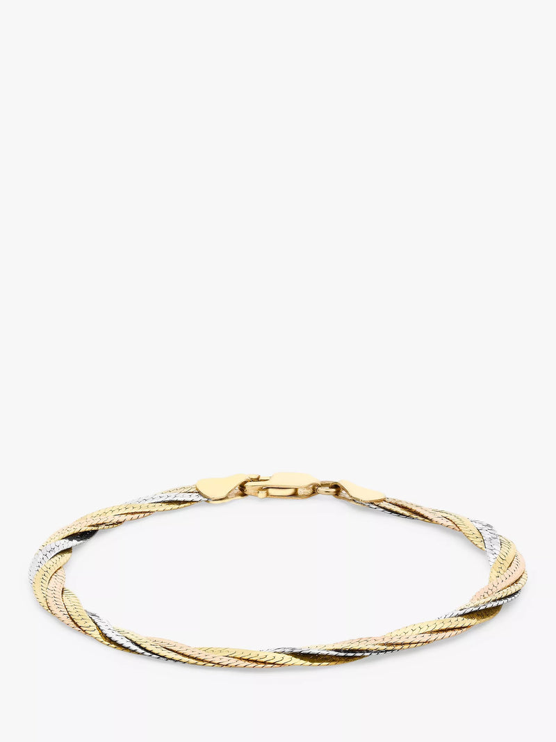 IBB 18ct tri-colour herringbone bracelet 19cm - British product