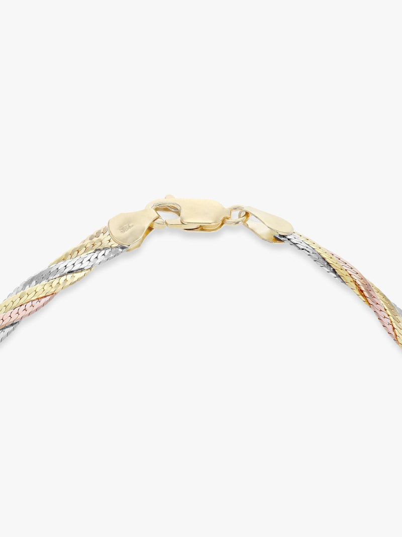 IBB 18ct tri-colour herringbone bracelet 19cm - British product