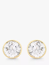 John Lewis IBB 18ct Gold Round Cubic Zirconia Stud Earrings- Buy online at McGrocer