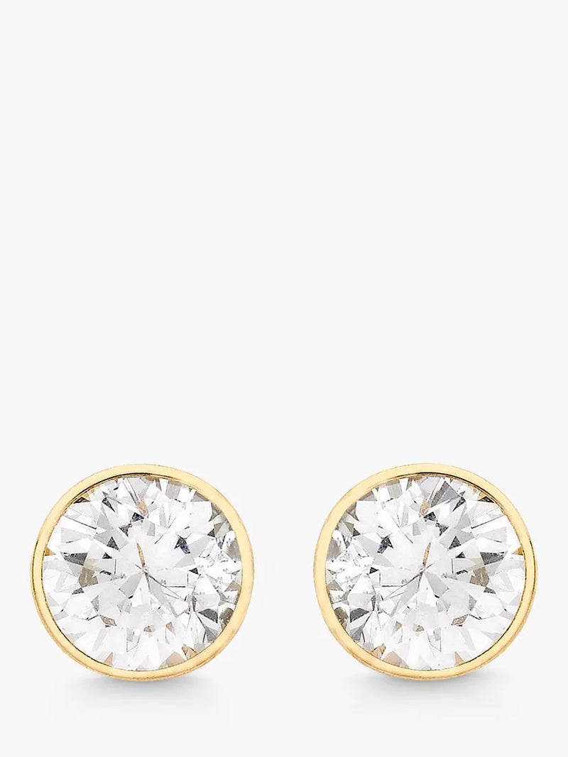 IBB 18ct gold cubic zirconia stud earrings, imported from the UK