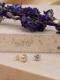 IBB 18ct gold cubic zirconia stud earrings, imported from the UK