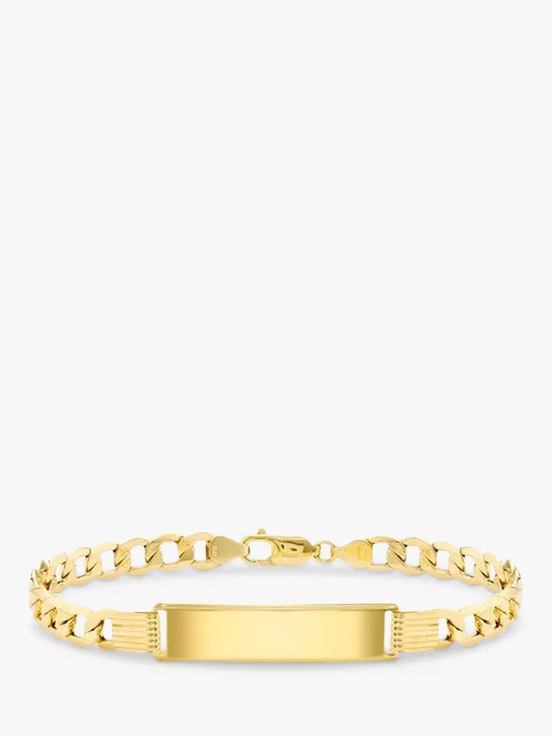 IBB 9ct gold ID tag curb chain bracelet (British brand)