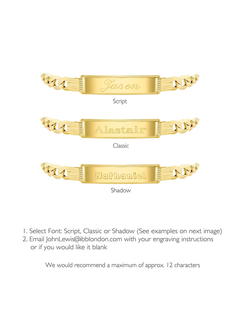 IBB 9ct gold ID tag curb chain bracelet (British brand)