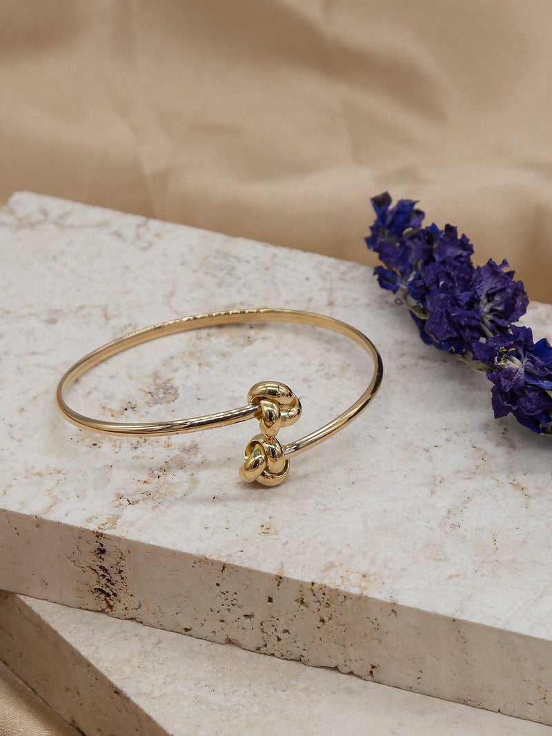 IBB 18ct gold crossover knot bangle (British brand)
