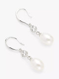 Lido cubic zirconia pearl hook earrings silver/white, imported from the UK