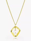 Claudia Bradby Hammered Rhombus Freshwater Pearl Pendant Necklace