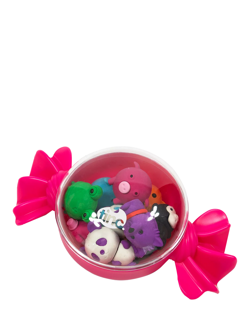 Tinc animal eraser tub 10 erasers, UK version