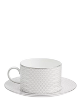 John Lewis Wedgwood Gio Platinum Fine Bone China Cup & Saucer, 235ml, White- Buy online at McGrocer