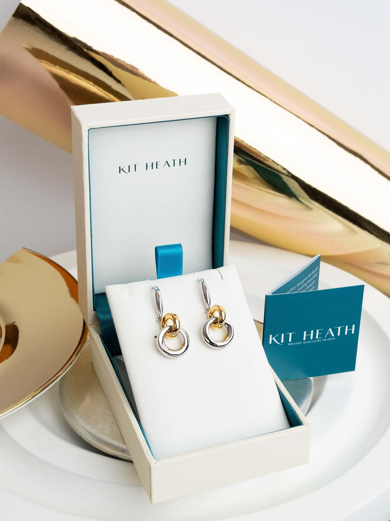 Kit Heath silver and gold drop earrings (British brand)