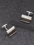 Hoxton London bold leather twist rectangle cufflinks silver black (British brand)