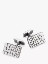 John Lewis Hoxton London Crocodile Patterned Rectangle Cufflinks Silver 13 x 20.5mm- Buy online at McGrocer