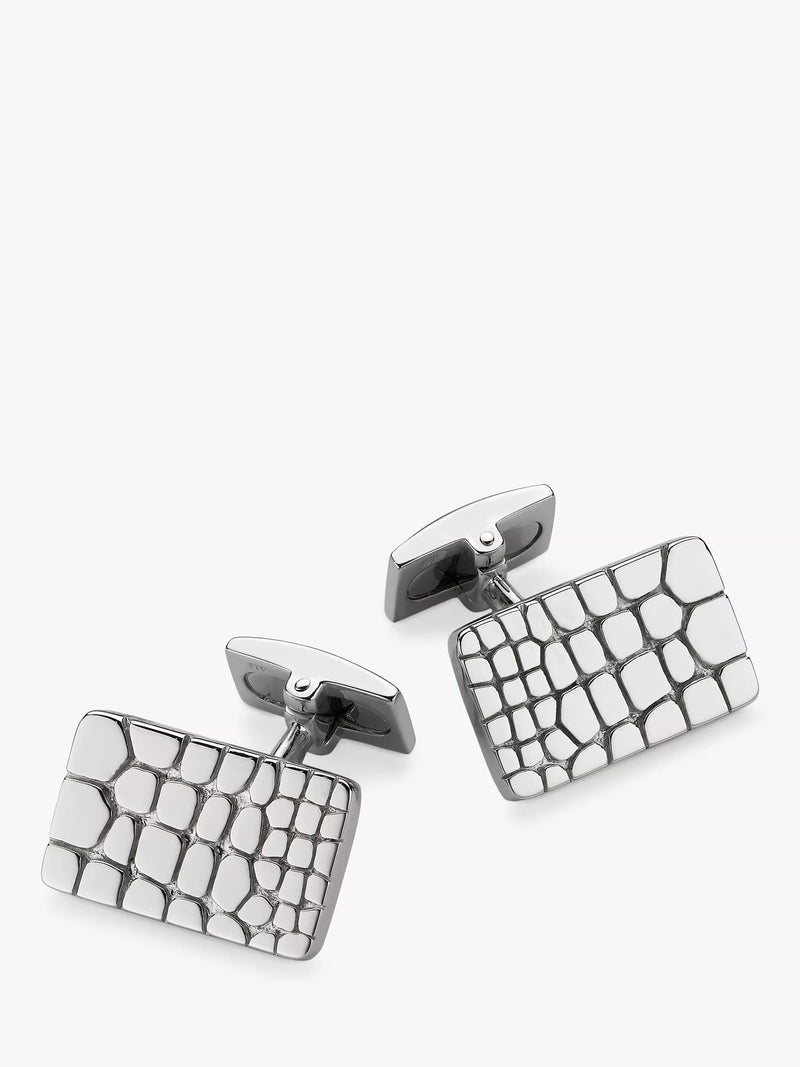 Hoxton London crocodile patterned cufflinks sterling silver - British product