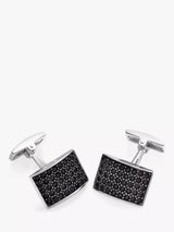 John Lewis Hoxton London Cubic Zirconia Curve Rectangle Cufflinks Silver/Black- Buy online at McGrocer