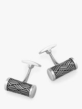 John Lewis Hoxton London Woven Pattern Cylinder Oxidised Cufflinks, Silver- Buy online at McGrocer