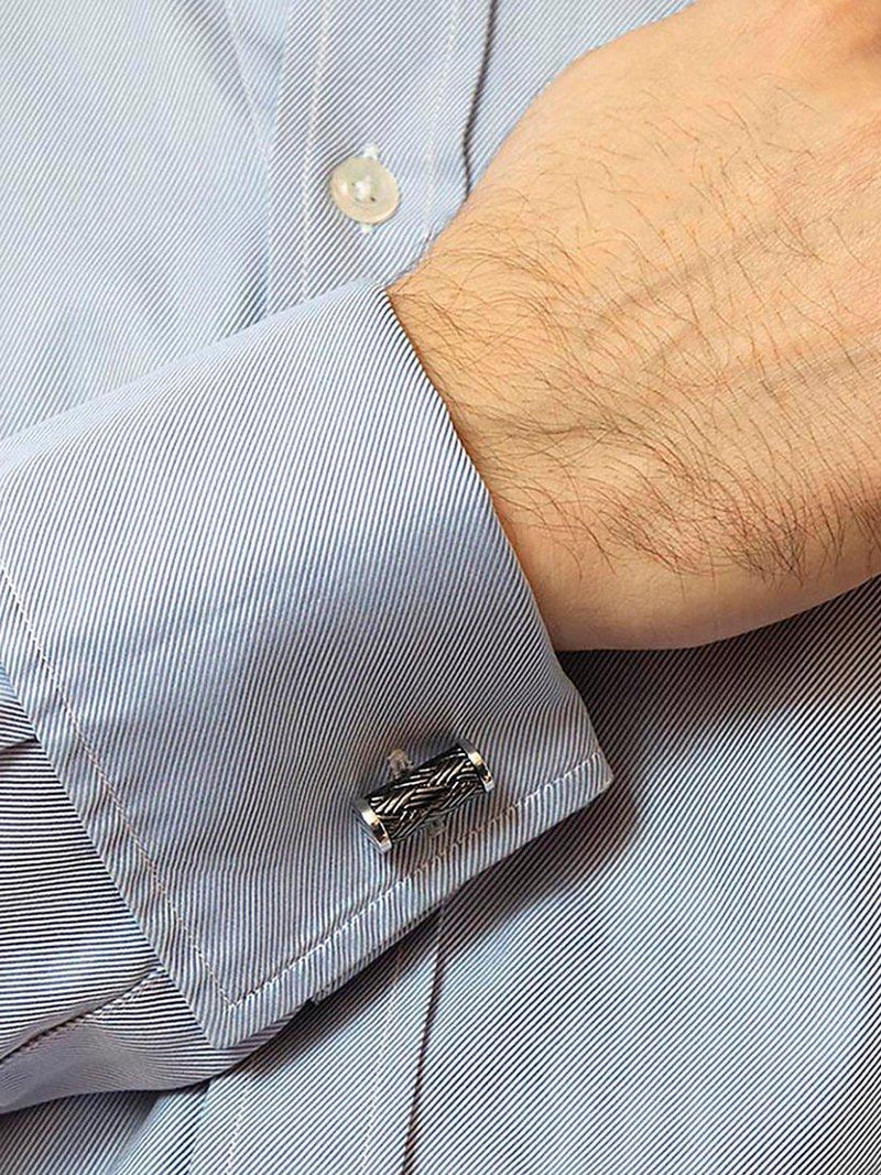 Hoxton London woven pattern cufflinks, UK version