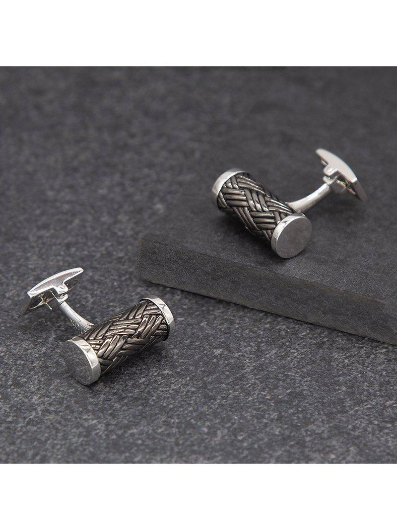 Hoxton London woven pattern cufflinks, UK version