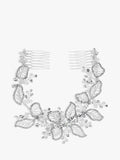 Jon Richard silver crystal pave leaf hair comb, UK version