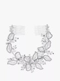 Jon Richard silver crystal pave leaf hair comb, UK version
