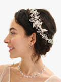Jon Richard silver crystal pave leaf hair comb, UK version