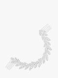 Silver Plated Double Hair Comb with Cubic Zirconia Gems and Leaf Design