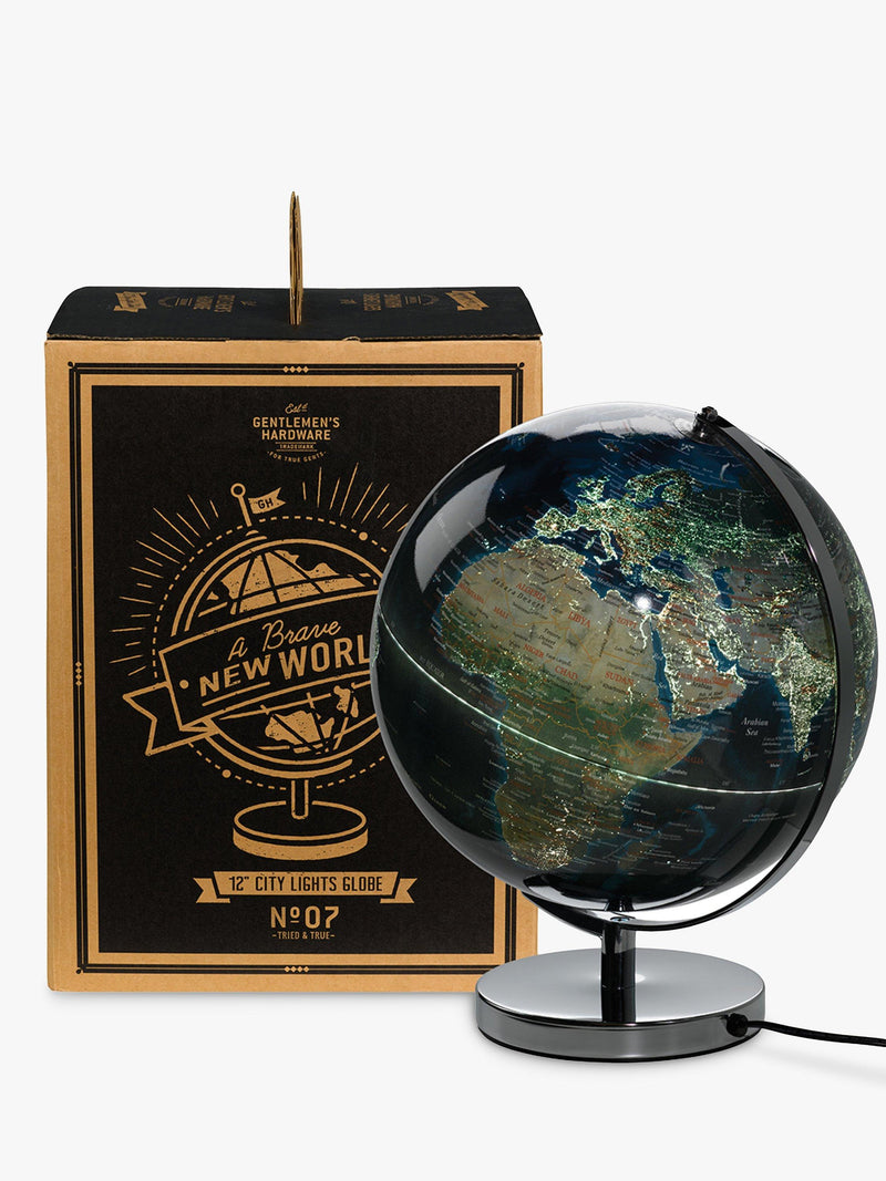 Gentlemen's Hardware night time lights globe on stand, imported from the UK