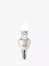 John Lewis Philips MASTER 40W E14 LED Dimmable Candle Bulb, Clear- Buy online at McGrocer