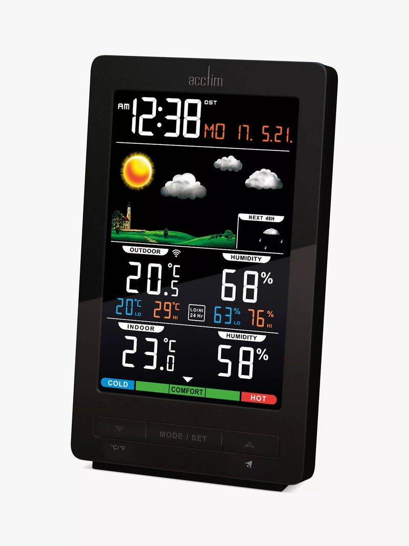 Acctim Ermir LCD digital weather station clock grey (British brand)