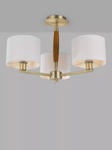 John Lewis John Lewis Spindle 3 Arm Semi Flush Ceiling Light Walnut Stained Ash- Buy online at McGrocer