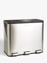 John Lewis John Lewis 3 Section Recycling Pedal Bin Brushed Steel 60L- Buy online at McGrocer